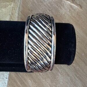 Premier Designs Signed Designer Inspired Silver Tone Bold Hinged Cuff Bracelet